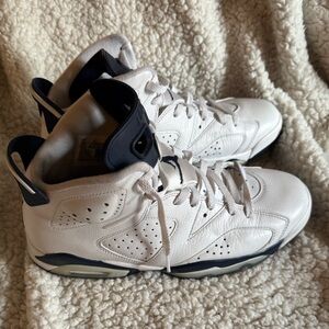 Nike Air Jordan White and Navy Athletic Shoes